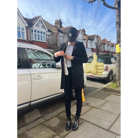 Women's The Kooples Black Wool Cashmere Blend Structured Coat Size 36 - Picture 1 of 16